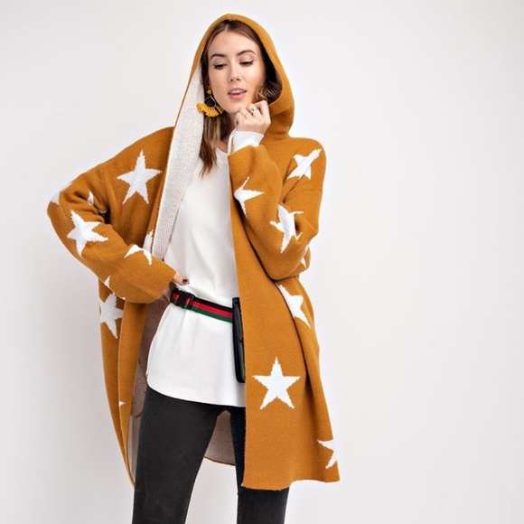 LAST1️⃣//REVERSIBLE MUSTARD STARS CARDIGAN - Picture 5 of 8